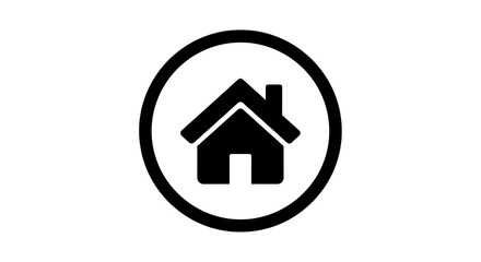 Fototapeta premium Simple Black House Icon in Circular Frame for Home or Real Estate Symbols