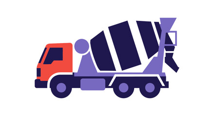 Cement Mixer Truck Icon - Construction Vehicle Flat Design