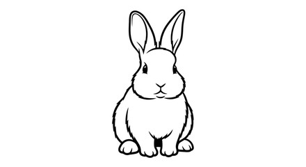 Obraz premium Cute Bunny Rabbit Line Drawing Illustration