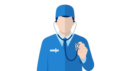 Fototapeta premium Doctor Holding Stethoscope - Medical Professional Icon