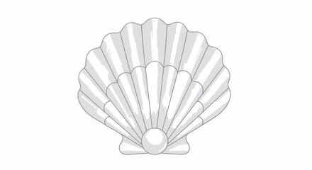 Elegant Scallop Shell with Pearl, Isolated White Background © Sifaul