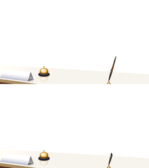 背景が透過された受付カウンター