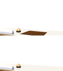 背景が透過された受付カウンター