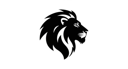 Fototapeta premium Stylized Black Lion Head Silhouette Profile.