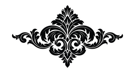 An ornate symmetrical floral design with swirling leaves and curves creates a striking visual impact silhouette high quality © Jahid