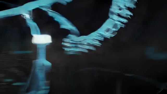 Neon wireframe map of Europe with glowing nodes and data connections