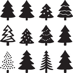 Obraz premium Christmas Tree Silhouettes set 