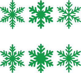 set of green snowflakes