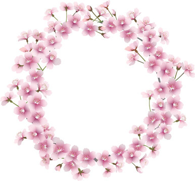 桜の花のリース（背景透過）