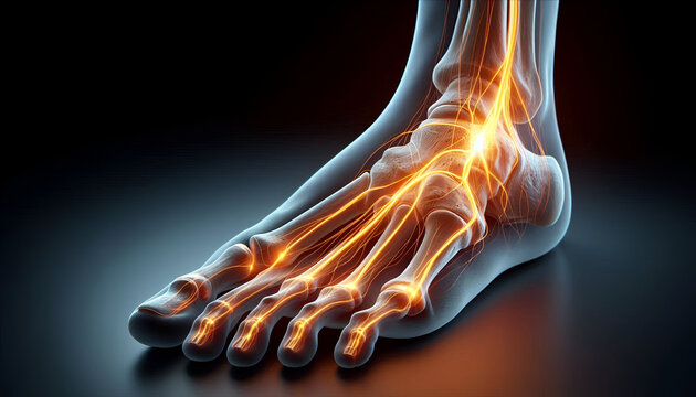 3d Illustration anatomy of Foot Nerve Pain