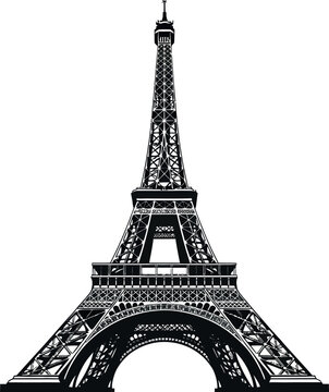 Close up of the eiffel tower s base detailed black and white graphic