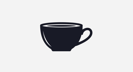 Simple Black Coffee Cup Illustration.