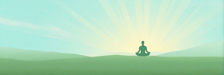 Person is sitting in the grass in a field