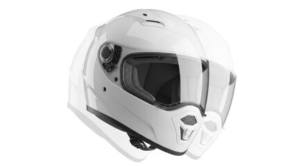 Fototapeta premium Sleek White Full face Motorcycle Helmet with Subtle Ghosting Effect