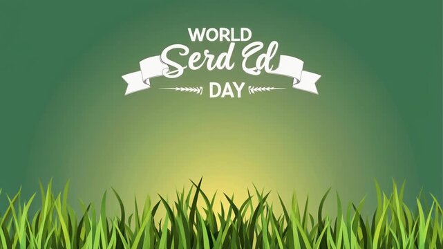 World Serd Ed Day Green Grass Background with Sunlight.