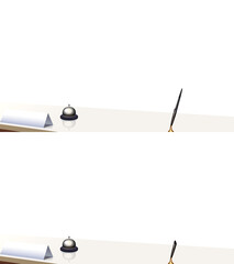 背景が透過された受付カウンター