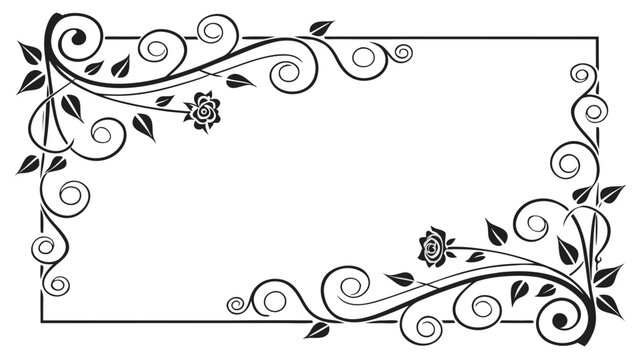 Gemini said

Ornate vintage black vector design featuring a decorative floral frame with scroll ornaments and swirl patterns for a wedding border illustration