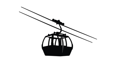 A minimalist depiction of a cable car suspended between two cables showcasing a striking silhouette high quality professional © jivect02