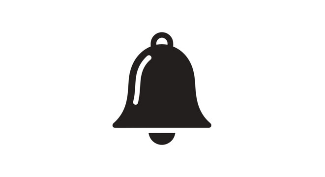 Simple black bell icon on white.