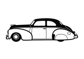 Fototapeta premium Vintage two tone coupe car silhouette from 1940s on white background vector