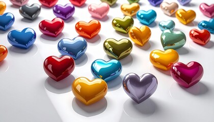 艶、光沢のあるカラフルなかわいいハート型のイメージ画像