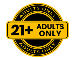21 plus adults only round stamp symbol element yellow black png file transparent background