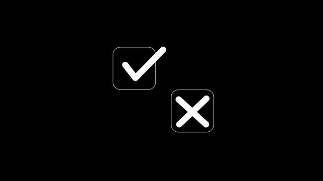 Select the check mark on a laptop. check right and wrong marks. concept decide to choose vote. yes or no decisions, and business options. Motion graphics of tick and cross mark