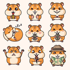 Obraz premium Cute and funny cartoon animal vector set featuring squirell in a playful comic style