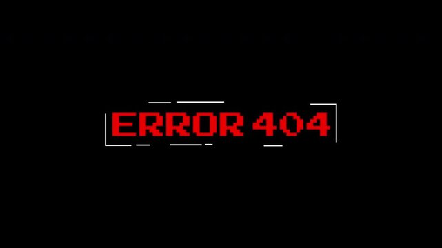 Error 404 message against a black background. Suitable for website design or digital concept projects.