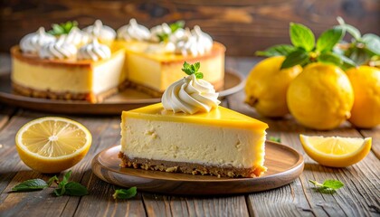 Lemon Cheesecake with Mint and Citrus Fruit Refreshing Dessert for Lifestyle Blog or Wellness Content.