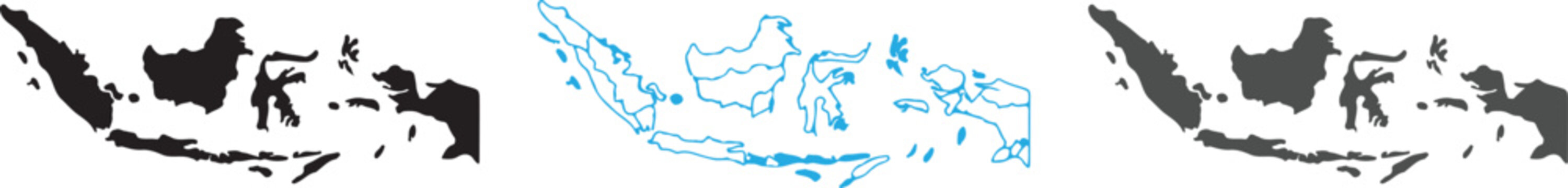 Indonesia Map Silhouette Collection: Highly Detailed Vector Outlines and Contoured Administrative Borders of the Indonesian Archipelago