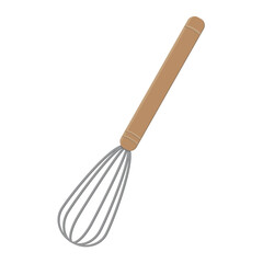 Fototapeta premium A whisk for beating dough with a wooden handle, an isolated vector illustration on a white background.