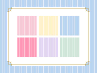 Eight Gentle Color Variations of Soft Two-Tone Vertical Stripe Seamless Pattern Set with Thin White Lines. Vector Illustration.