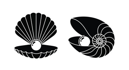 Black shells with pearls depicted in a striking silhouette © MDHOJAIFA