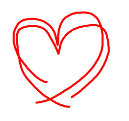 Doodle hand-drawn heart sketch. Heart love isolated on white background. Valentines Day, Red heart symbol.