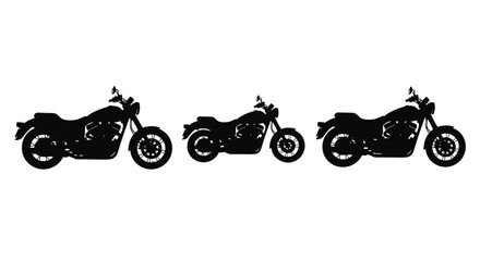Three vintage motorcycles displayed in a dark striking silhouette © MDHOJAIFA