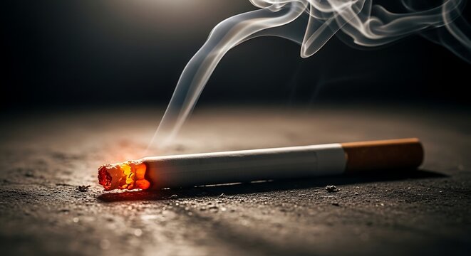 Close-up of burning cigarette smoke.
