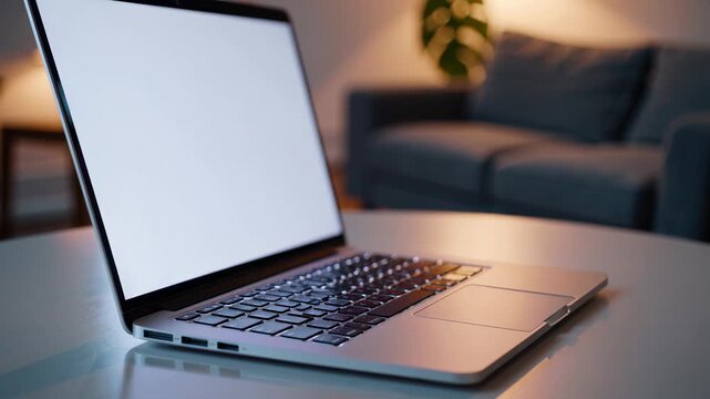 Laptop screen flashing white and black. Modern computer display mockup for screen replacement. Working from home concept