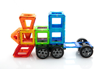 Modern Magnetic Blocks Train Engine Close Up