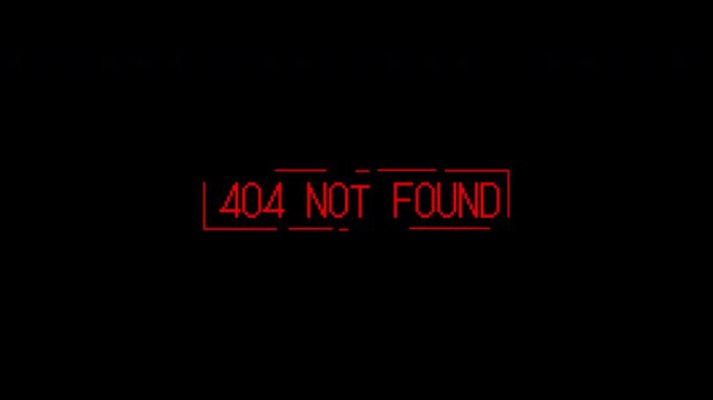 Error 404 message on black background suitable for website design to display technical issues on websites. Encapsulates digital frustration.