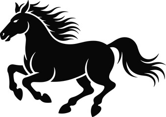 Black horse running silhouette vector art dynamic motion graphic minimalist design