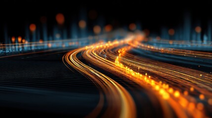 Fototapeta premium Abstract glowing light trails on dark background