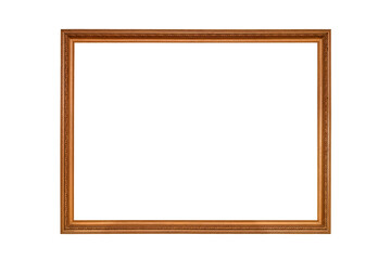 Vintage gilded picture wooden frame isolated on the white background