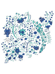 blue floral seamless pattern, botanical clipart floral design