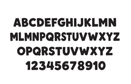 Alphabet and numbers in bold black font