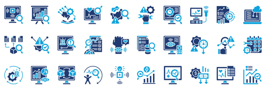 Predictive Maintenance Icon Collection Set. Glyph Color Style Icon Vector Illustration.