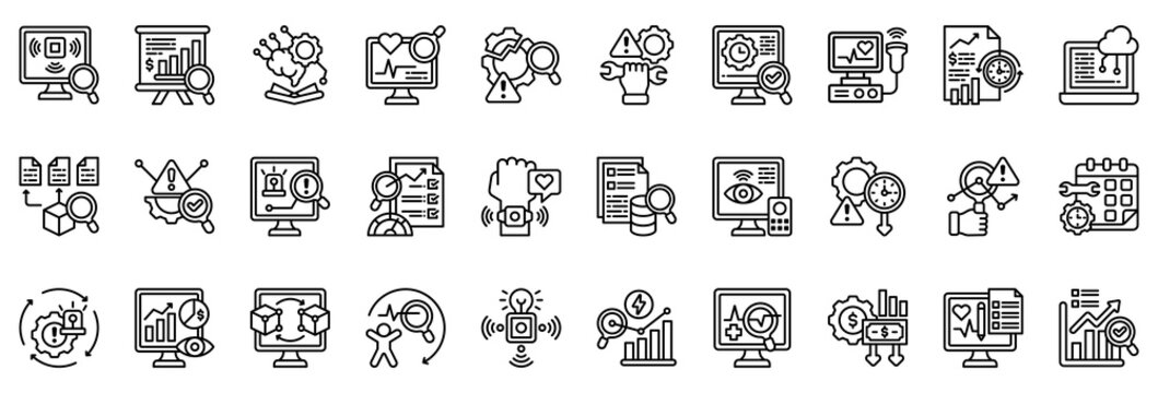 Predictive Maintenance Icon Collection Set. Clean Outline Style Icon Vector Illustration.