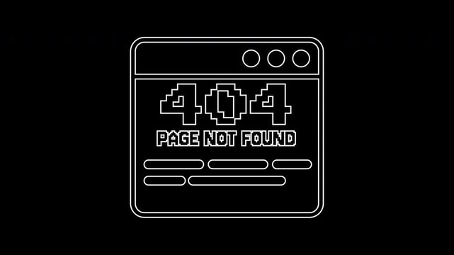 Error 404 page not found in white. Suitable for website design showcasing tech or programming errors or failures.
