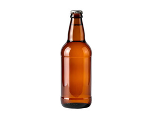 Amber Glass Beer Bottle Isolated on White Background.