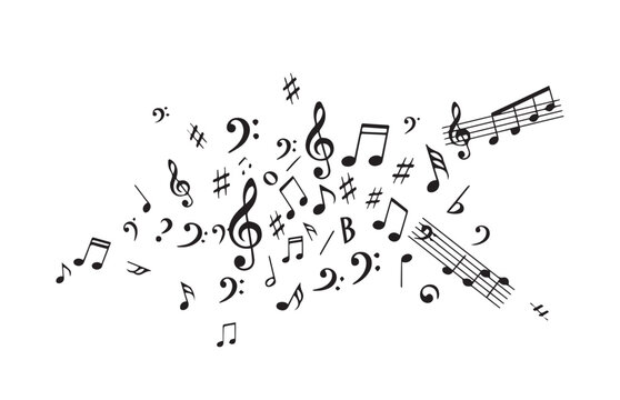Musical notes and sheet music composition